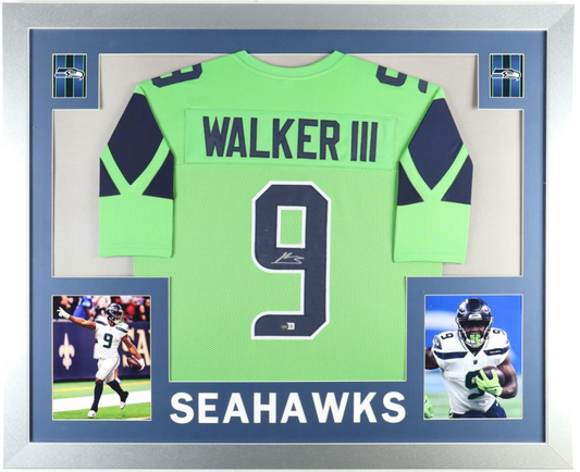 Kenneth Walker III Signed Seattle Seahawks Custom Framed Jersey Display