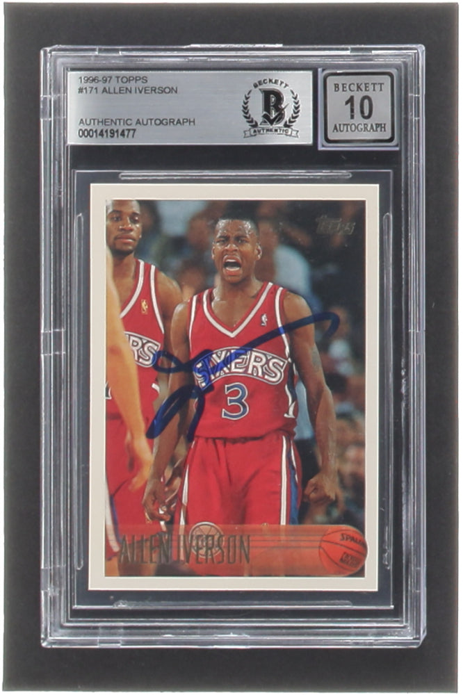 Allen Iverson Signed Topps Philadelphia 76ers Rookie Card