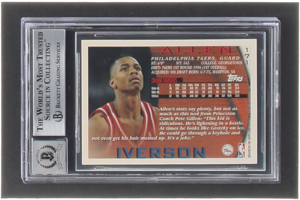 Allen Iverson Signed Topps Philadelphia 76ers Rookie Card